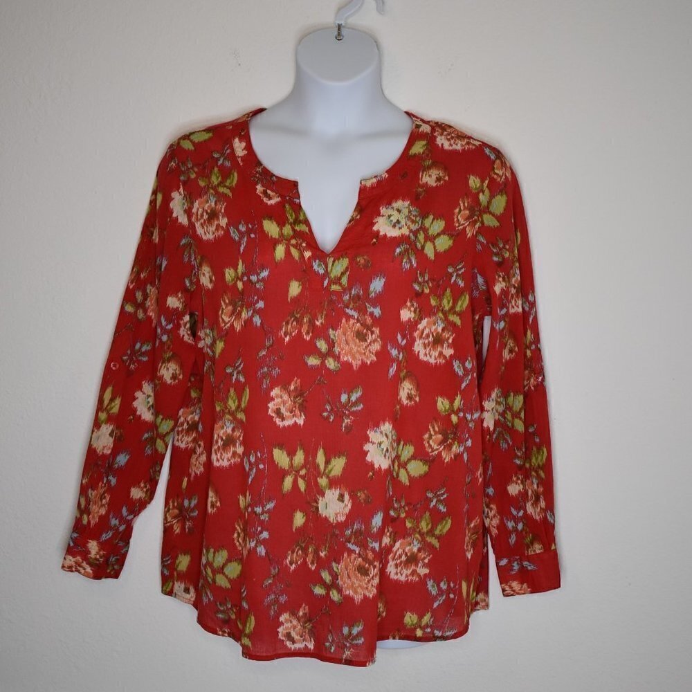 Pendleton Floral Blouse Sz XL 100% Cotton Peasant Cottagecore Whimsygoth